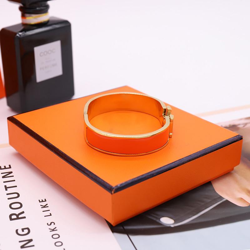 

new Fashion Stainless Steel Bangle Women Men Enamel Bangles Jewelry Rose Gold Silver H Letter Bracelets Love Bangle with Original velvet bag, Black