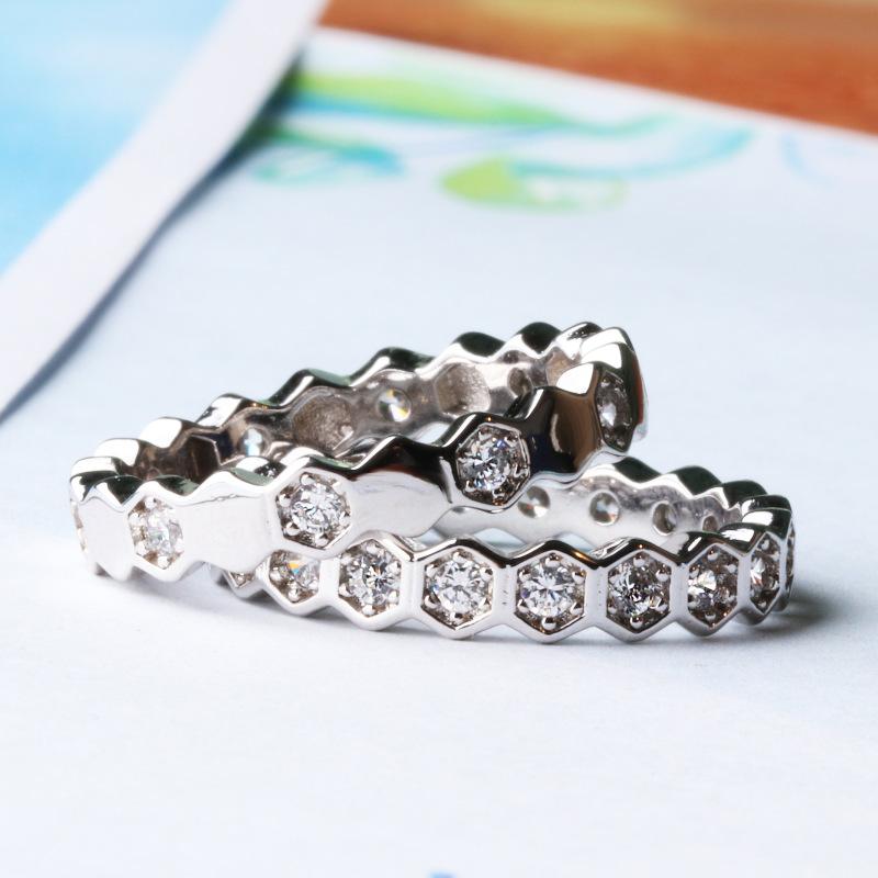 

Honeycomb Inlaid Simulation Diamond Ring For Women S925 Sterling Silver Color Zircon Wedding Rings Engagement Fine Jewelry Cluster