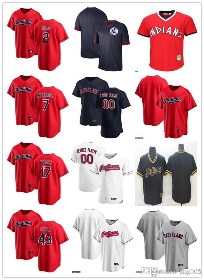 

Men Women Youth 2 Yu Chang 43 Aaron Civale 17 Austin Hedges 7 Cesar Hernandez Red navy Custom Baseball Jersey blank Red gray white, Colour