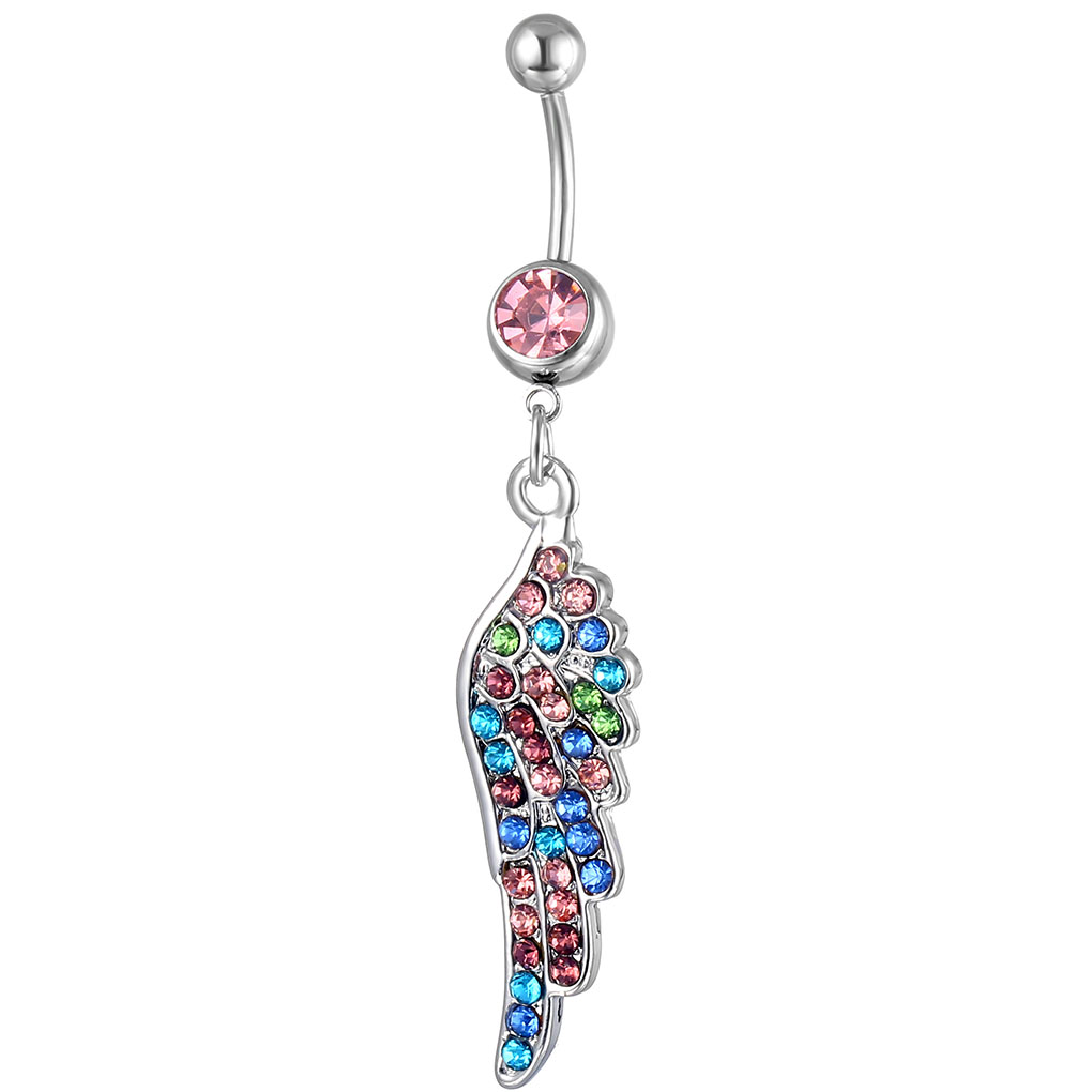 

D0551B Wing Multi-Color Belly Navel Button Ring