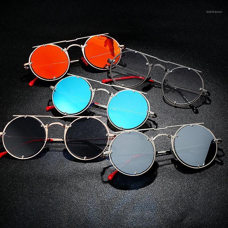 

Sunglasses 2021 Vintage Round Women Oversized Punk Sun Glasses Female Eyewear Frame UV400 With Box NX