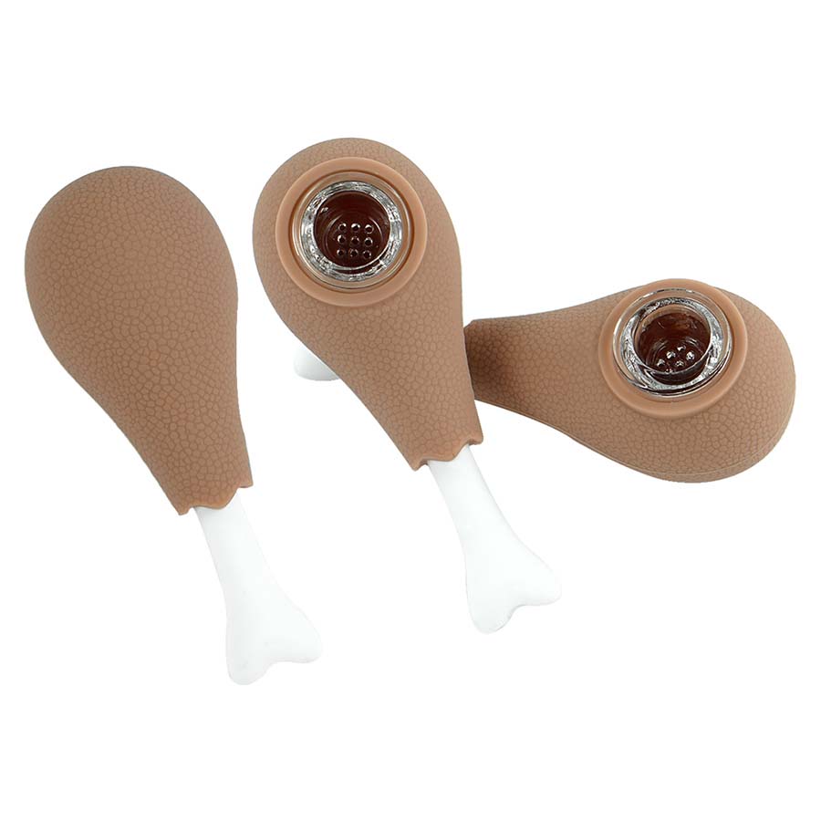 

Realistic artificial drumstick smoking pipe dab rig silicone fold-able hand hookah