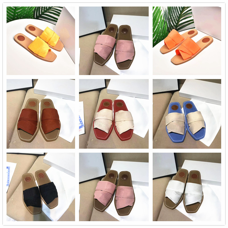 

Top Women Shoes Woody Mules Slippers Designer Canvas Cross Woven Sandals Summer Outdoor Peep Toe Casual Slipper Letter Stylist With Box