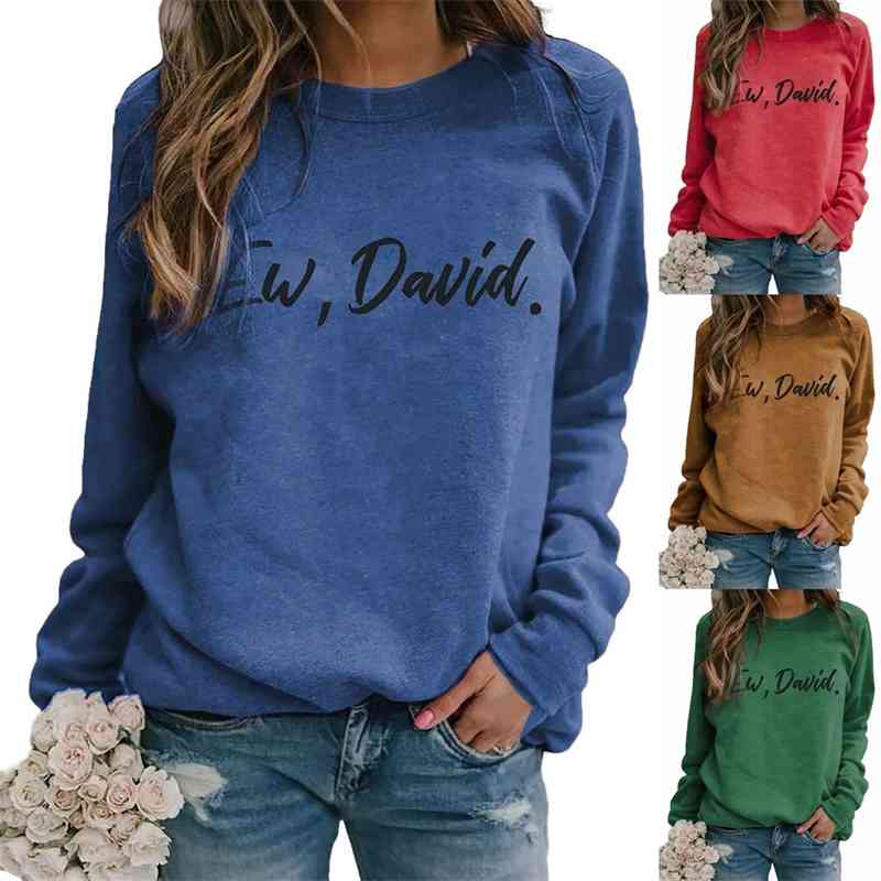 

New autumn 2021 women' printed round neck loose long sleeve sweater, Khaki