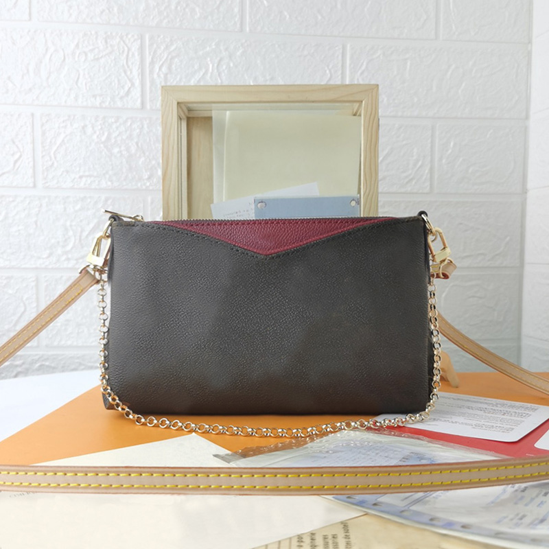 

High Quality evening bag purse women genuine leather chain messenger shoulder bags handbag phone purses, Brown flower -red