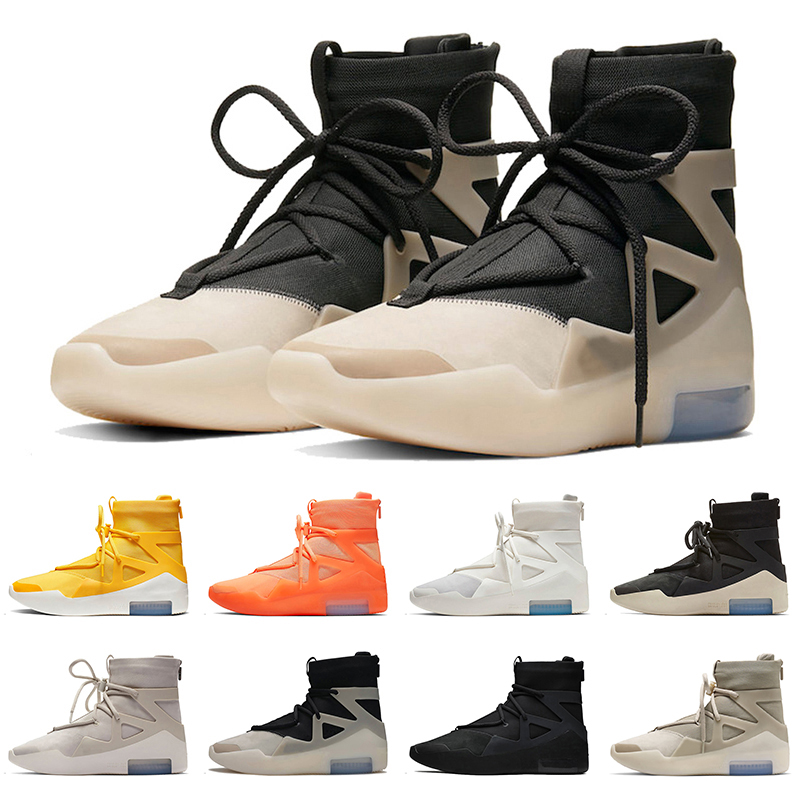 

2022 Authentic Fear Gods 1 Mens Women basketball shoes Triple Black Oatmeal String The Question Orange Luxurys Designers Outdoors Trainers Sneakers Big size 46, A1 oatmeal 36-46
