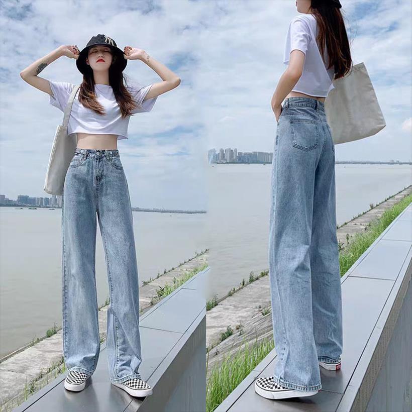

high waist wide leg trousers women shorts cover hip show thin jeans summer ice straight loose drop pants tide, White;black