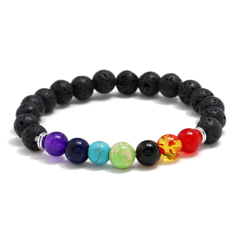 

Link, Chain Arrival Colorful Chakra Yoga Energy Bracelet Volcanic Stone Beaded