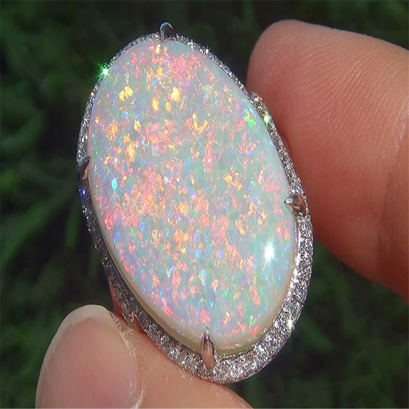 

Wedding Rings Engagement For Women Silver Color CZ Fire Opal Stone Luxury Jewelry Crystal Bague Femme Girl Anillos Cluster