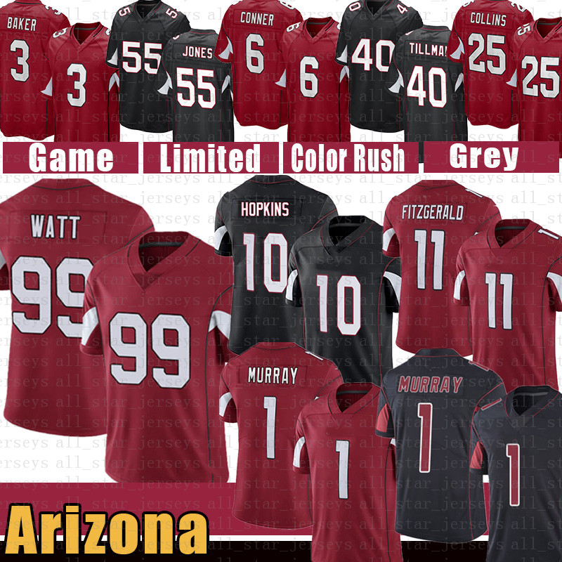 

Cardinal J.J. Watt Kyler Murray DeAndre Hopkins Football Jersey Larry Fitzgerald Budda Baker Arizonas Johnson Pat Tillman Zaven Collins Chandler Jones 6 James Conner, Youth size s-xl (hongque)