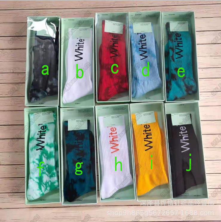 

Wholesale Off tie-dye sock men and women White American Tide Brand Skateboard high-top cotton street hip-hop sports socks Fashion hombre, Black