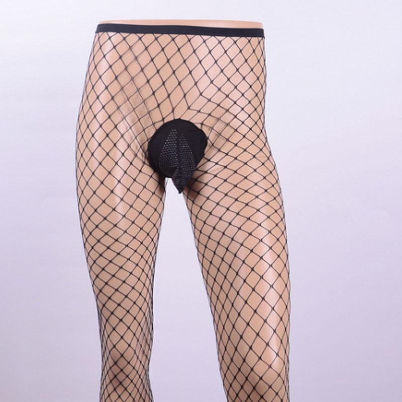 

Sexy Men Fishnet Stocking Mesh Pantyhose Cock Pouch Seamless Tights Stockings Gar Wear Erotic Underwear Sissy Lingerie For Men's Socks, Middle mesh