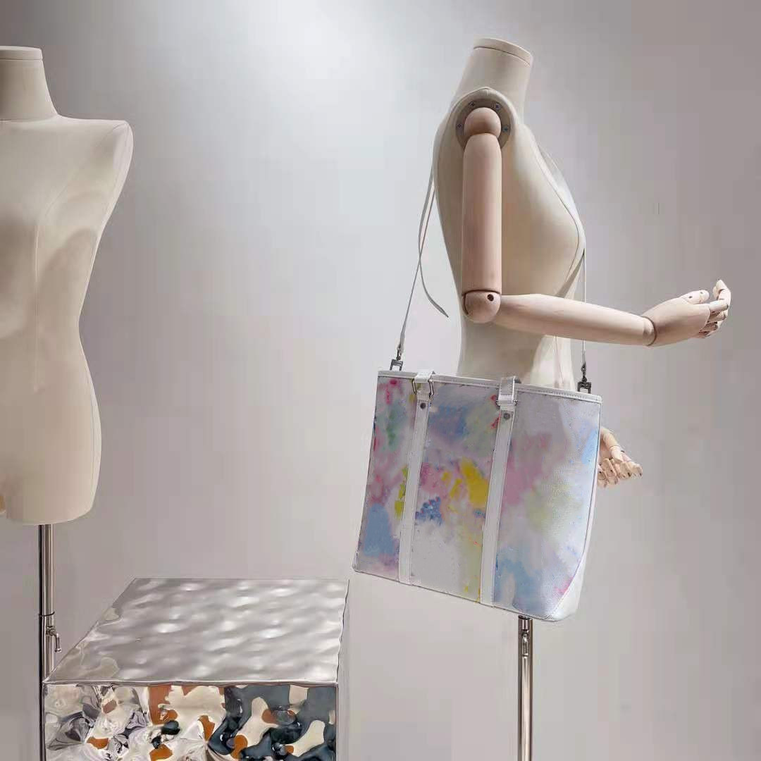 

Female Shopping Bag Of Watercolor White Leather Handbag Shoulder Inclined Girls Beach Bags Purses Handbags Women Tote, Customize