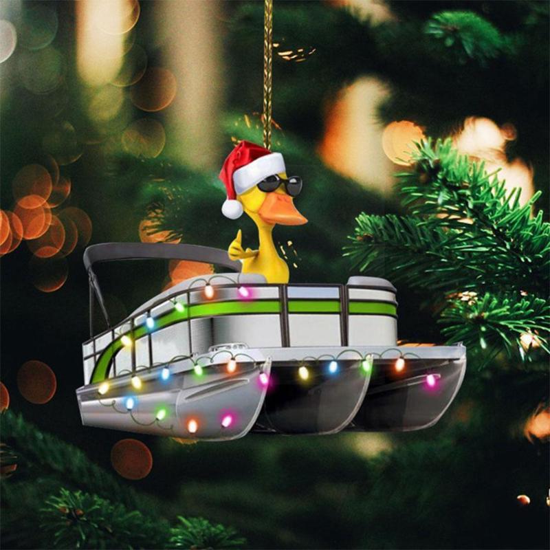 

Christmas Decorations Tree Pendant Decoration Metal Shaped Pet Duck On Boat For Home Gifts 2022 X1B1