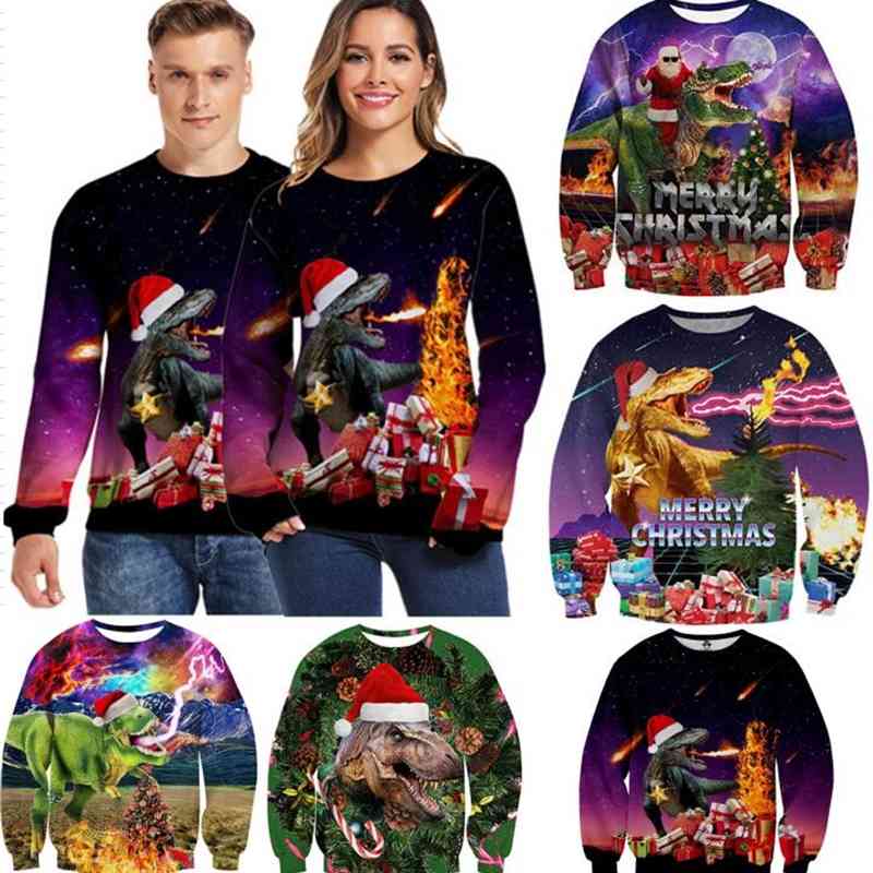 

Wholesale New Christmas Design Fashion Couples Mens Womens Unisex Cartoon Funny 3D Print Sweatshirt Casual tops Crewneck printed Jumper, Colour 4