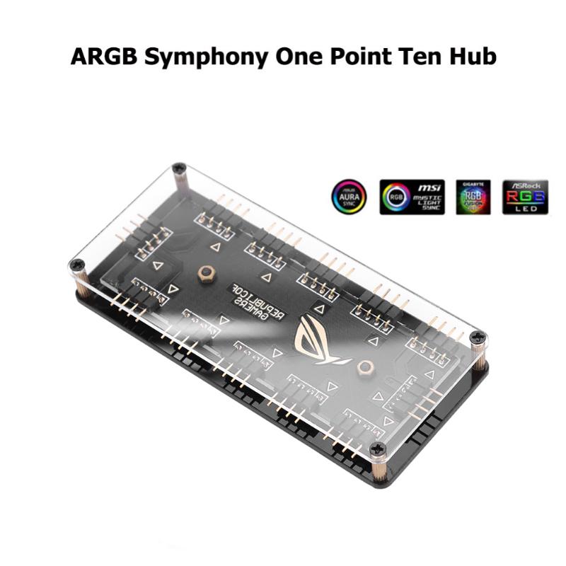 

Computer Water Cooling Accessories 10 Ports 12V 4Pin RGB Fan HUB PC LED Strip Light Cooler Splitter For AURA MSI Fans & Coolings