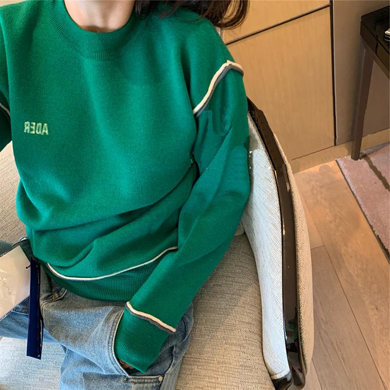 

Men's Sweaters Adererror Sweater Men Top Quality Letter Loose Knit Stitching Contrast Color Ader Error Hoodie Sweatshirts MY617, Black