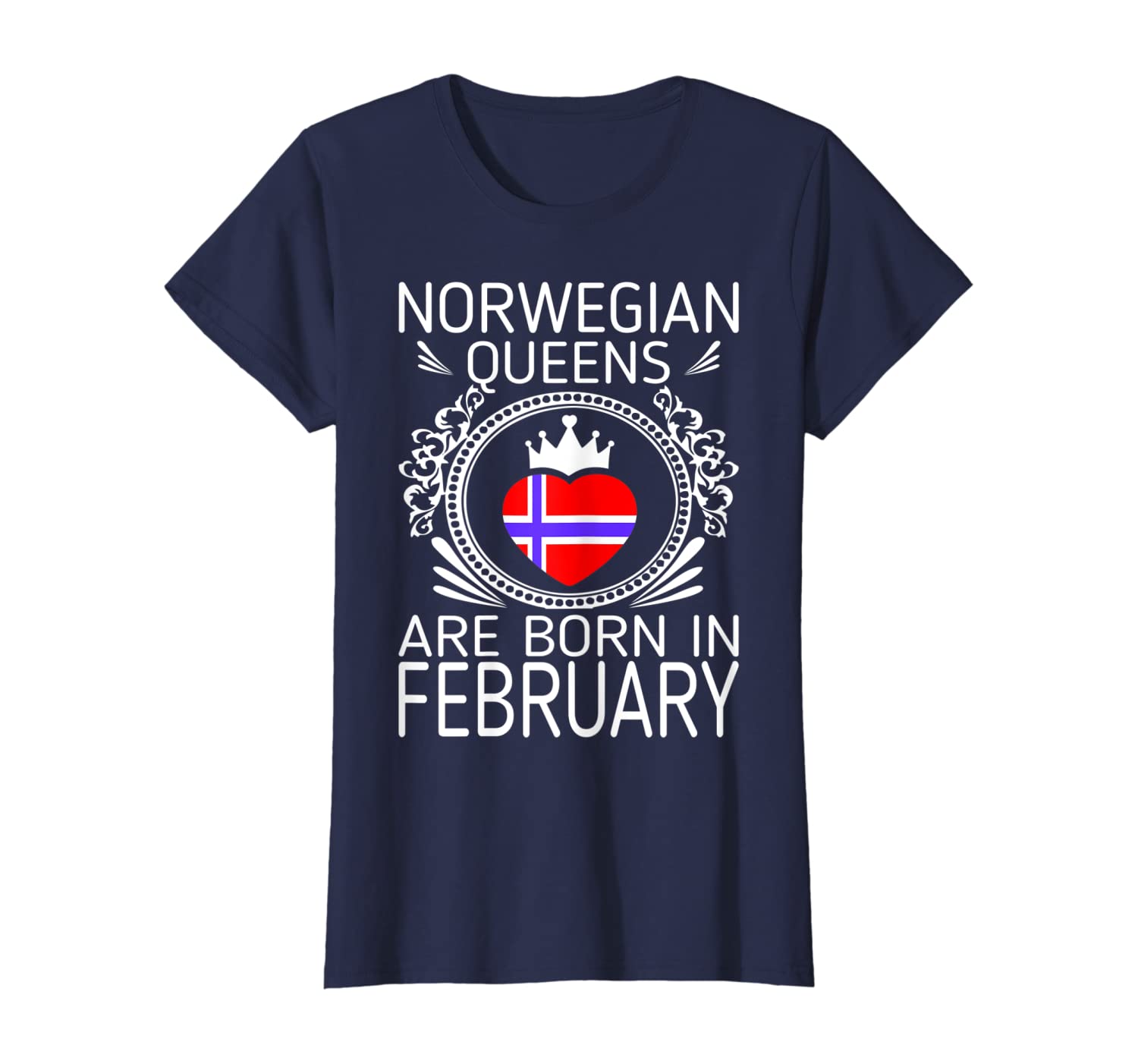 Womens Norwegian Queens Are Born In February Gift Tshirt-image-699235396