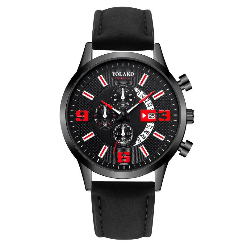 

Wristwatches Men Watches Fashion Leather Strap Watch Quartz Sport Business Wristwatch Reloj Hombr Relogio Masculino, Black silver blue