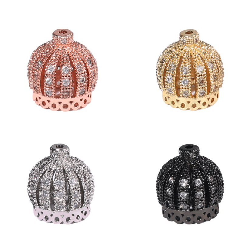

High Quality No Fading CZ Micro Pave Crown Charm Pendand for Bracelet Making