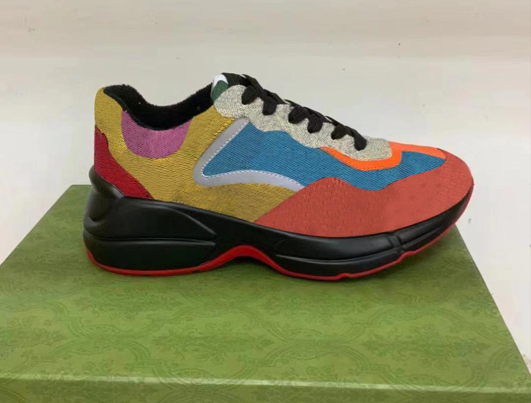 

50%off Top Quality Mens Women Casual Shoes Real leather Rubber Sole comfortable Streetwear fashion white italy ace bee Rhyton Sneaker Origin, Black