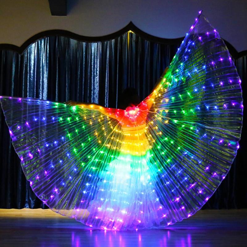 

Party Decoration LED Butterfly Wings Women Belly Dance Isis Accessories Costume Adult Egyptian With Sticks Supplies