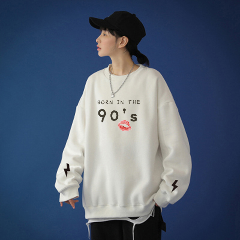 

Women Pullover Sweatshirt Letter Print Female Sweatshirts Oversize Plus Size Drop-shoulder Long Sleeve Casual Spring 210518, White