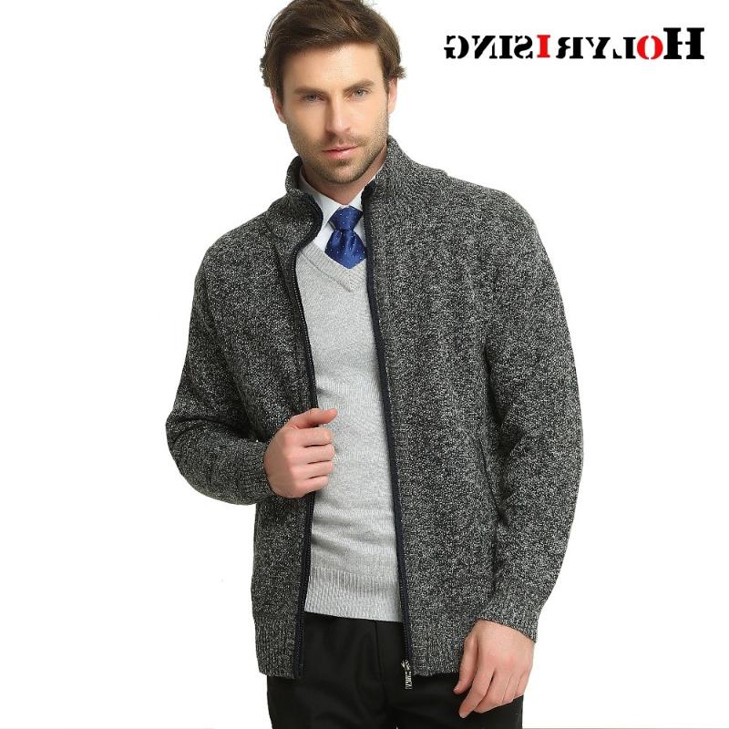 

Men's Sweaters Zipper Men Sweater Mens Cardigans Stand Collar Thick Loose For Fashion Male Cardigan Holysing, Gray