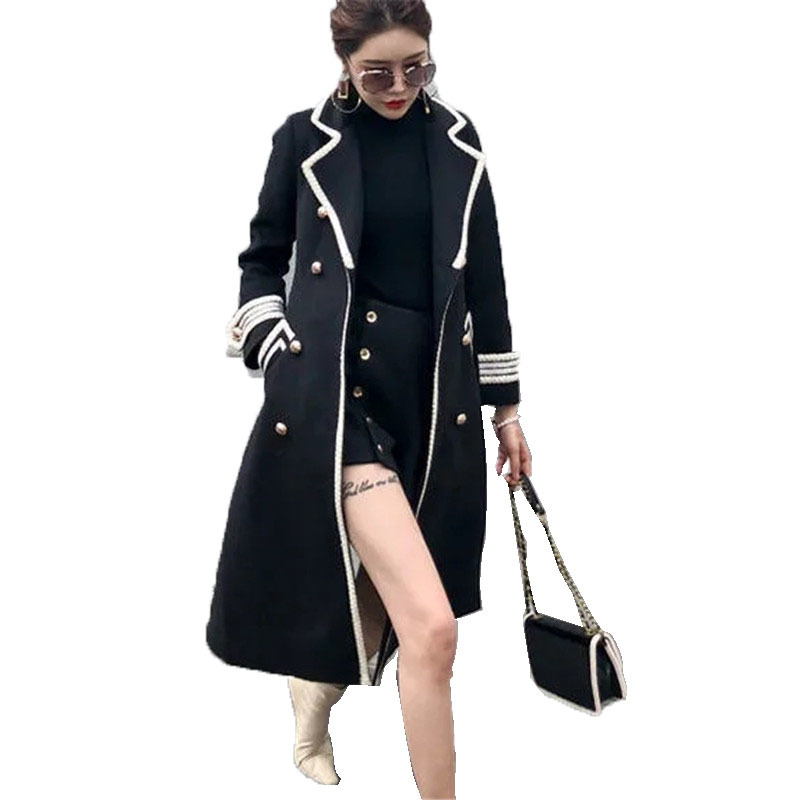 

Women' Wool & Blends Female white coat of wool with cleavage v, medium length, winter and autumn , British style hepBurning, double-sided jacket A8EO, 1# shoe box