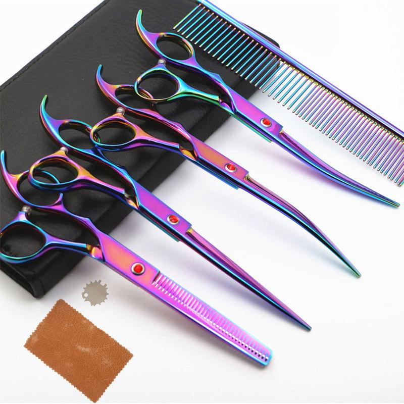 

Professional Dog Scissors Set Stainless Steel Grooming Dogs Comb Shear Hair Cutter Straight Thinning Curved Pet Product