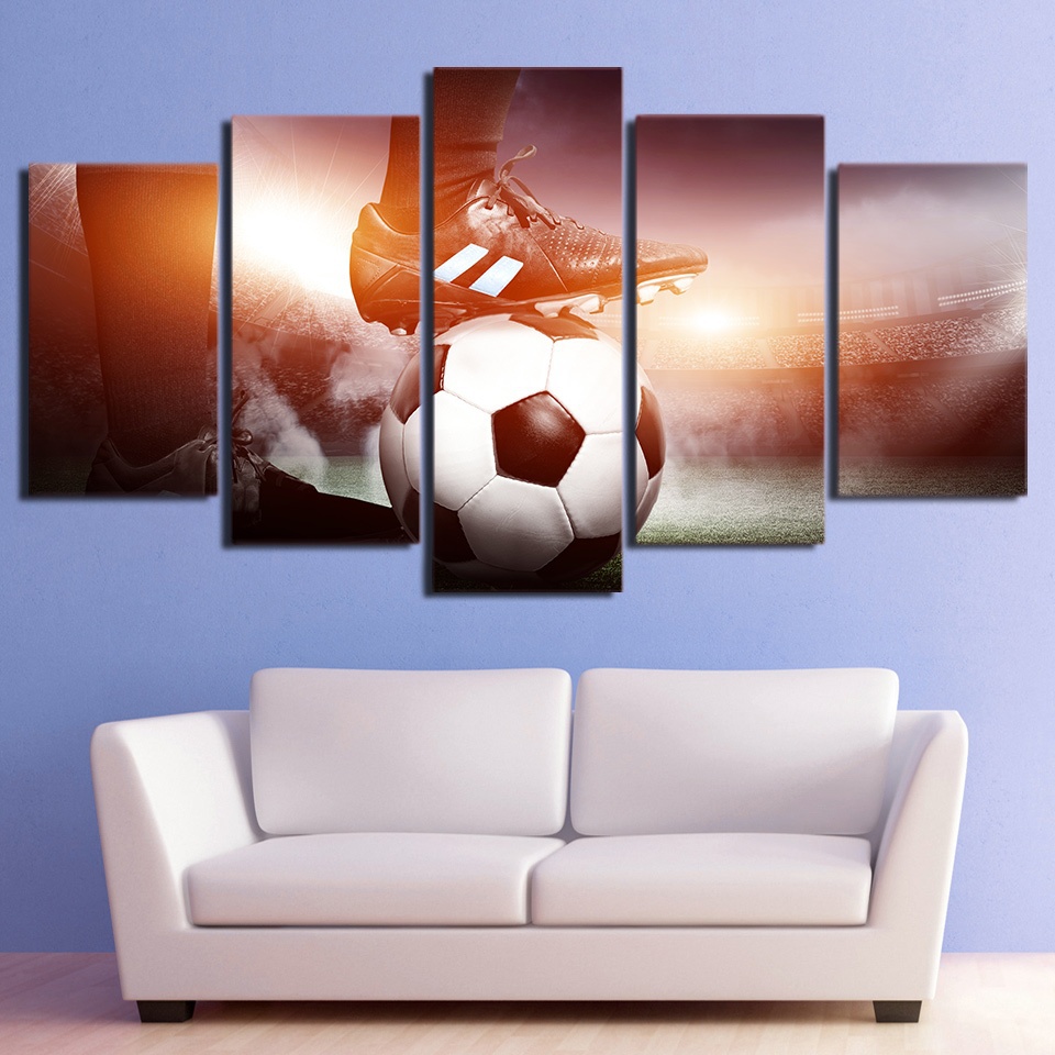 5 Pieces Wall Sports Posters Living Room HD Print Canvas Football Paintings Home Decor Pictures For Bedroom(No Frame)-image-708871587