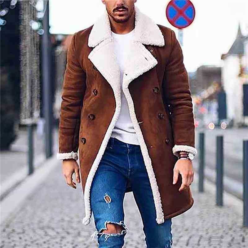 

New fleece composite suede men's warm jacket in autumn and winter of 2019, Gray