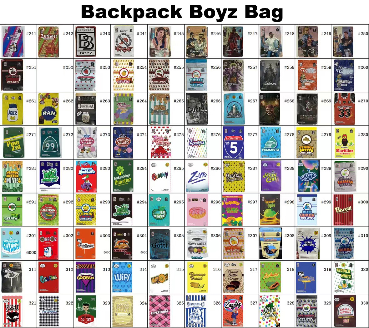 

Backpack boyz Backpackboyz 3.5g mylar bag Biscotti Blue cherry gelato Kool Lato Cake Mix Minit child proof lock smell bags