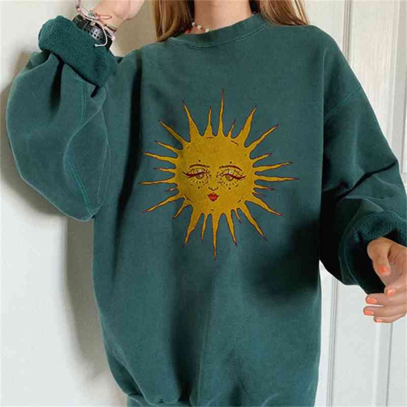 

Autumn and winter 2021 new style street fashion Pullover long sleeve girl, Green