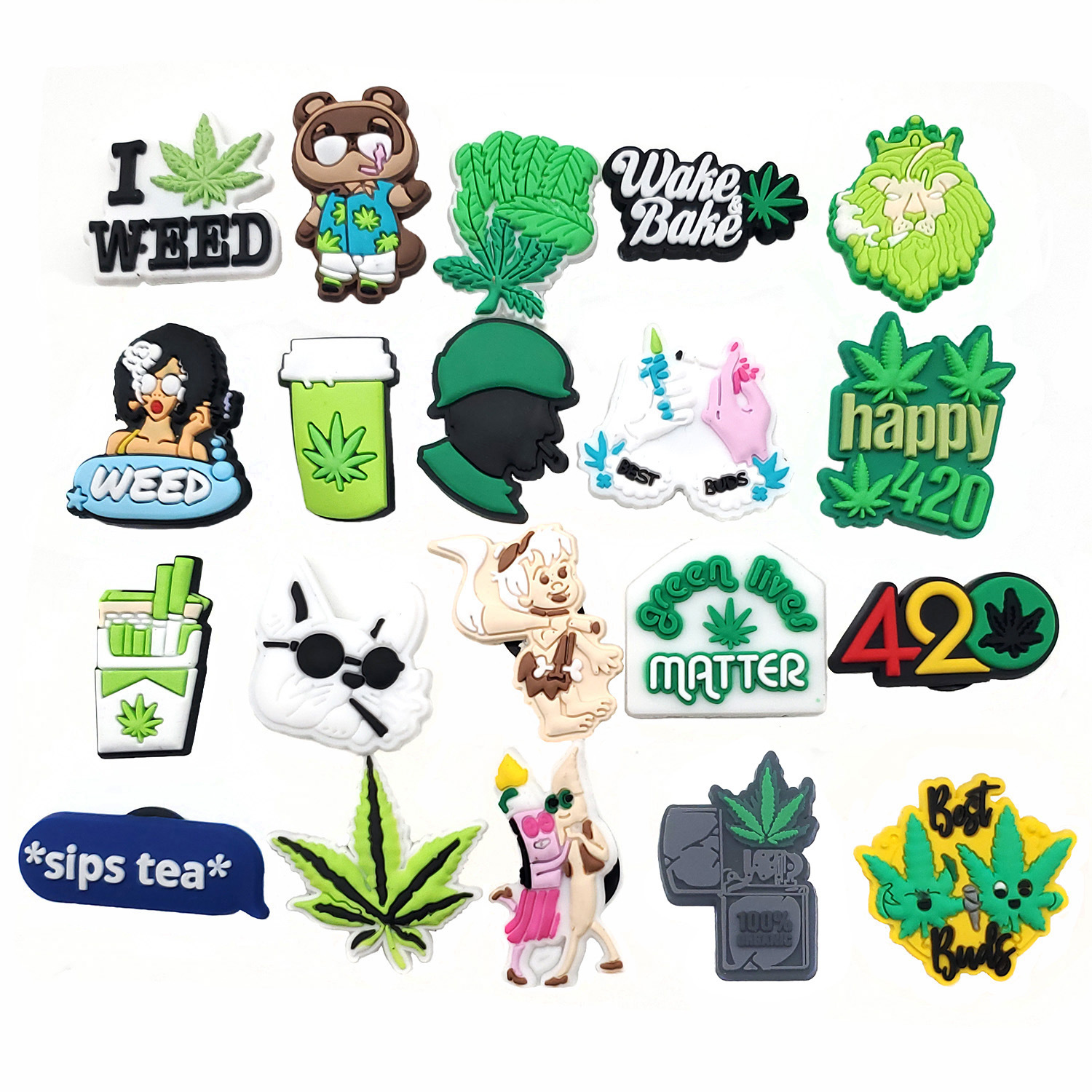 

Pvc Green Shoe Parts Accessories Buckle for Croc Charms Clog Buttons Pins Charm Soft Rubber