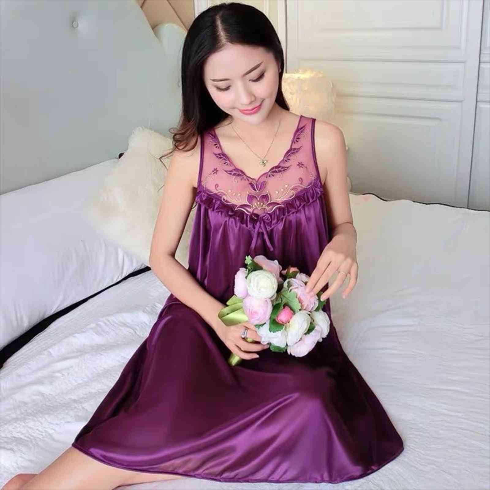 

plus size 4xl sleeveless womens sleepwears nightgowns summer lace long sleepdress female sleepshirts nightdress, Black;red