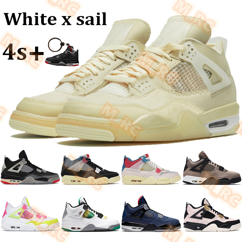

Newest 4 4s basketball shoes men sports trainers white x sail bred noir guava ice lemon pink taupe haze Rasta winter outdoor sneakers, 07. rasta