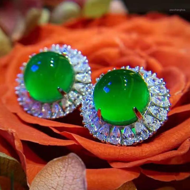 

Stud Green Jade Earrings Women Men Genuine Natural Jades Stone Chrysoprase Earring Fashion Jewelry Accessories Gifts For Ladies, Golden;silver