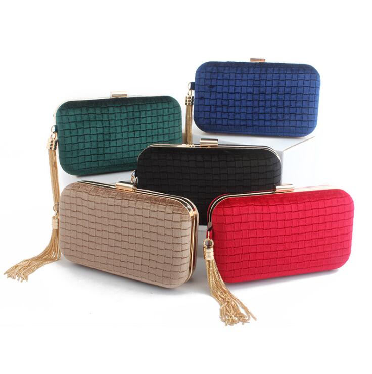 

Factory wholesale women bag retro hard box flannel handbag simple joker solid color plaid womens chain bags elegant atmosphere flannels handbags, Red(boutique box)