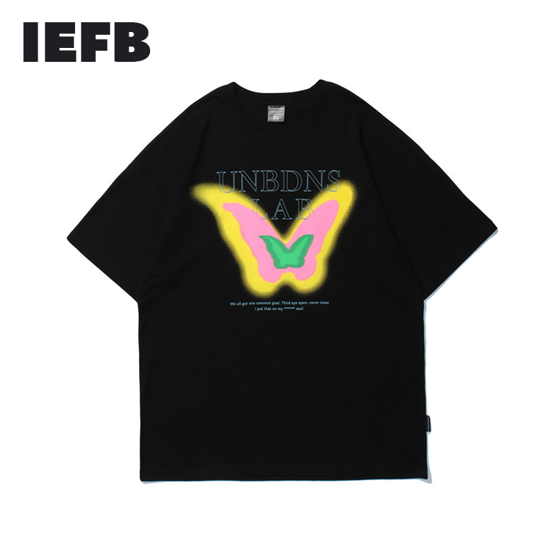 

IEFB Cartoon Short Sleeve T-shirt Men's Fashion Tee Harajuku Streetwear Trend O-neck Loose Tops 9Y7470 210524, Black