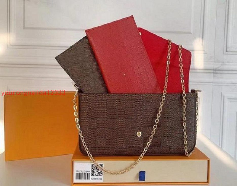

Designers Luxury multi pochette felicie accessories handbag genuine leather shoulder crossbody bag purses 3 pcs purse bags, Red