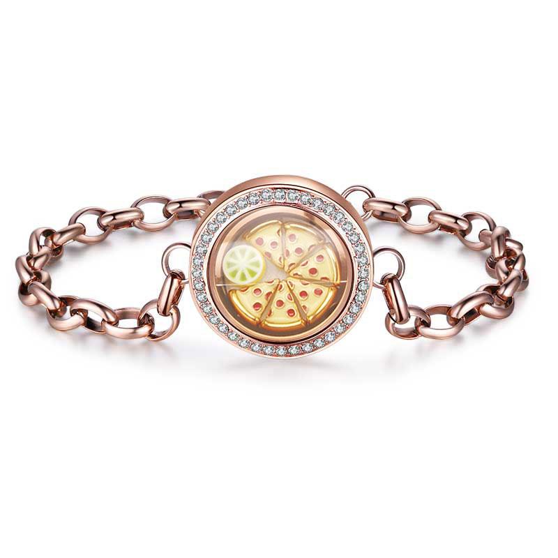 

Link, Chain Twist Clossure Floating Charm Living Glass Locket Bracelet 316L Stainless Steel,with Charms