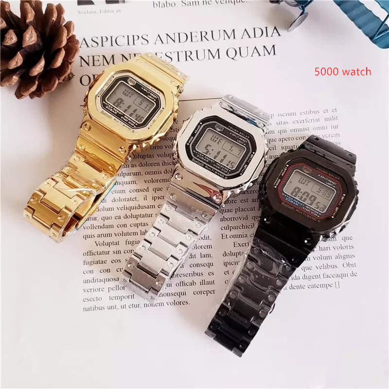 

Casual GMW-B5000 Men's Quartz Watch LED Display World Time Waterproof and Shockproof Butterfly Buckle