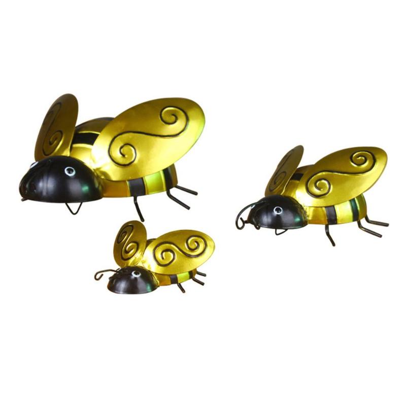 

S/M/L Creative Wall Art Metal Bee Ornament 3D Sculpture Inspirational Hanging For Indoor Outdoor Decoration Garden Decorations