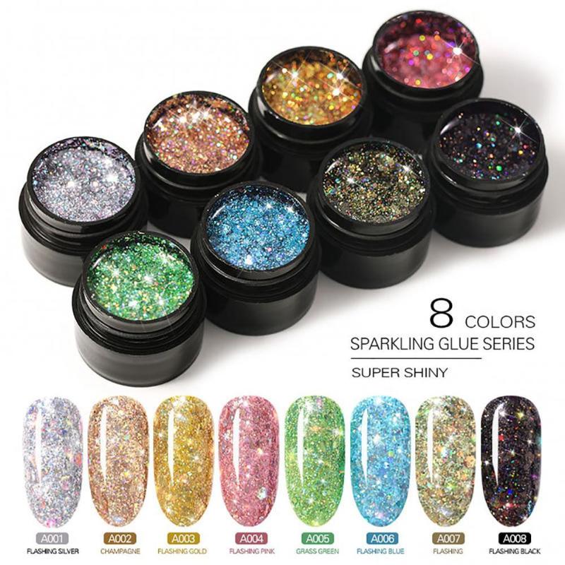 

Nail Gel 7.5ML Sequin Glitter Bright Magnetic Polish Soak Off LED UV Sparkling Diamonds Fashion Art Beauty, Red;pink