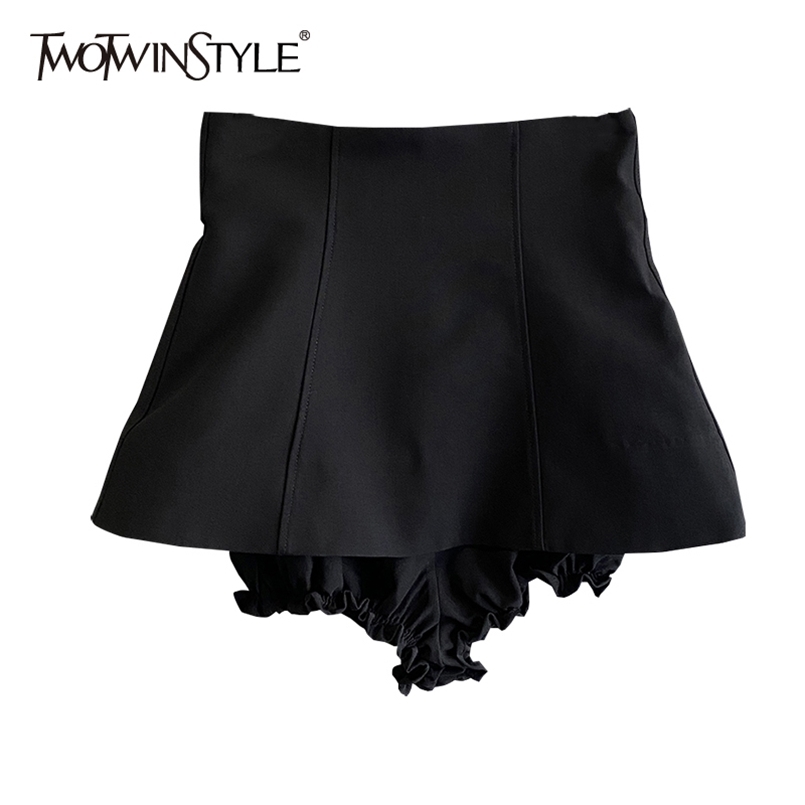 

Minimalist Black Ruched Short For Women High Waist Zipper Casual Shorts Skirts Female Summer Fashion Clothing Style 210521