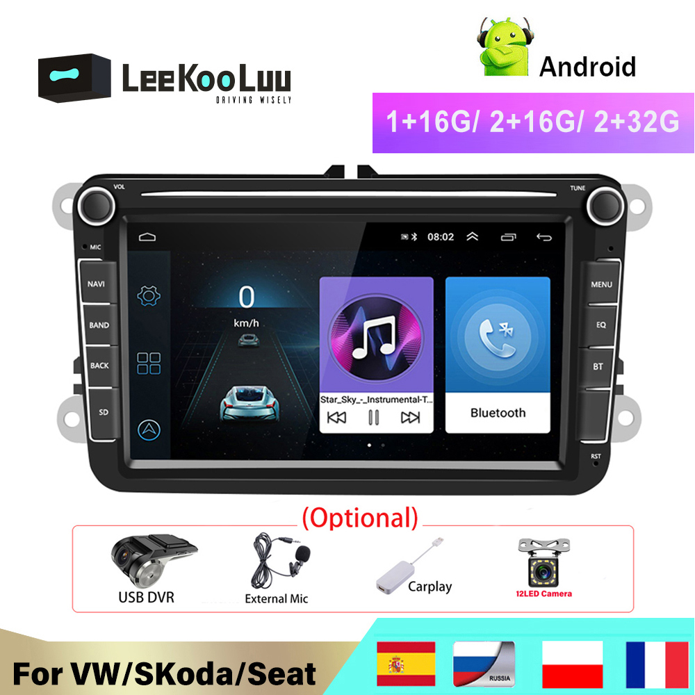 

LeeKooLuu 2 Din Autoradio For VW / Volkswagen Skoda Octavia golf 5 6 touran passat B6 polo Jetta 8" GPS Wifi Android Car Radio