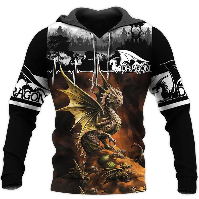 

Men's Hoodies & Sweatshirts Style Tops Beautiful Dragon 3D Printing Harajuku Casual Hooded Pullover And Women's Sweatshirts/zip 095, Black