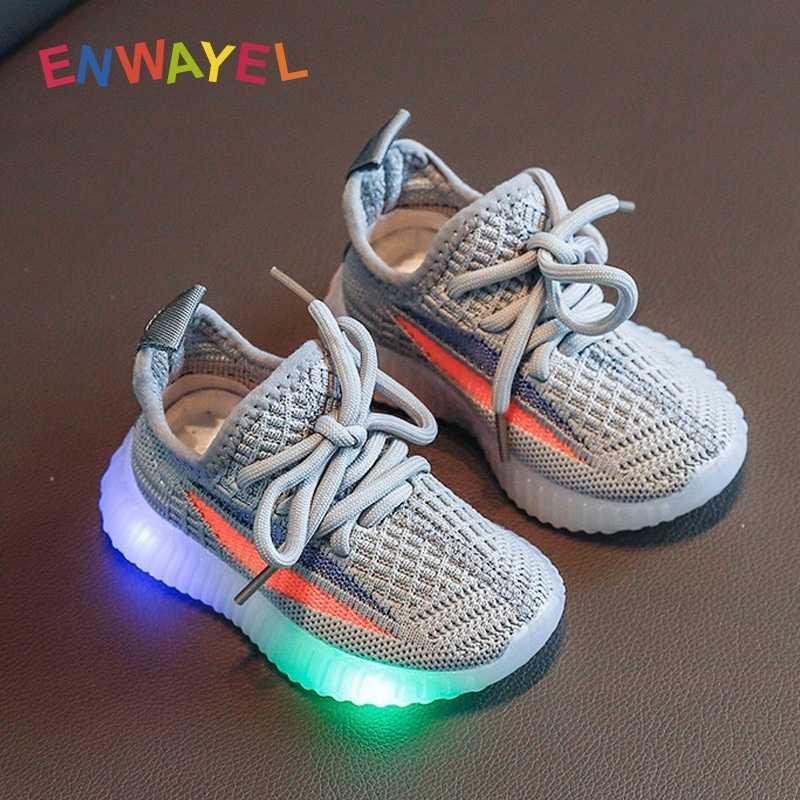 

ENWAYEL sport shoes led for girls sneakers kids boys bebe toddler baby children shoes with light luminous shining glowing 201130, C816 white