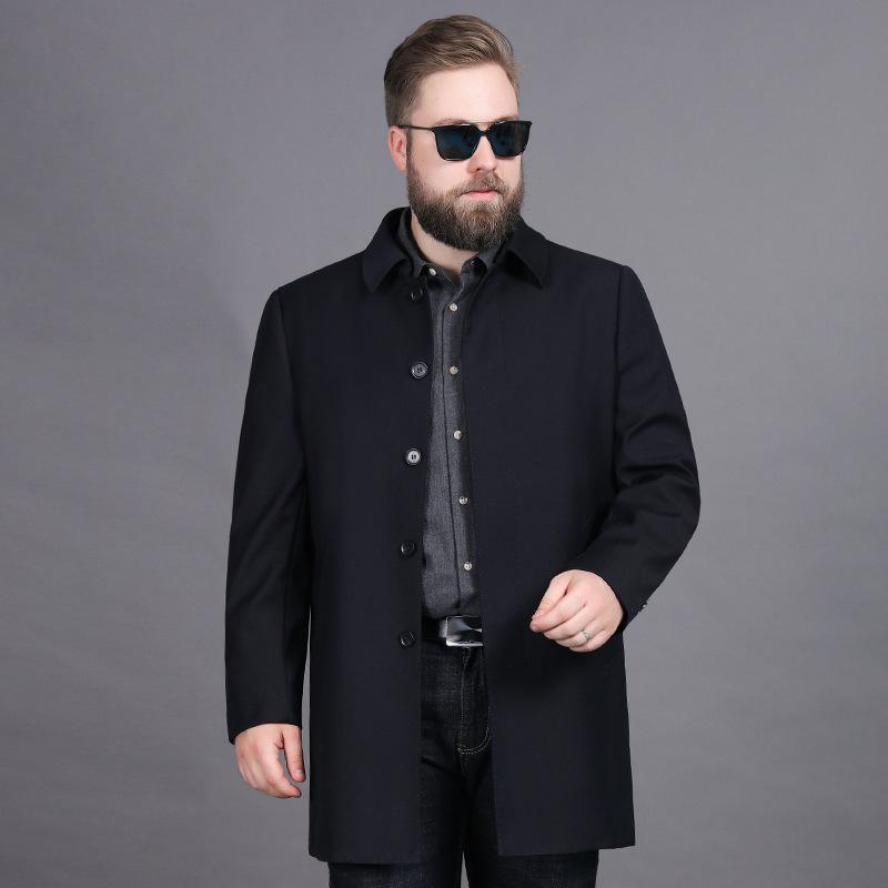 

Men's Trench Coats Middle Aged And Elderly Windbreaker With Large Size, Black